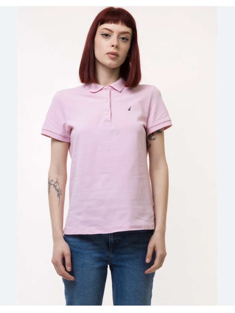 Nautica classic work campus logo pink polo shirt.